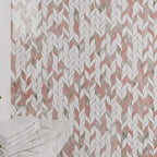 Norwegian Rose Pink and White Leaf Marble Mosaic Tile Shower Wall