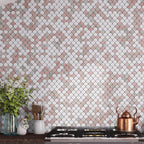 Norwegian Rose and Thassos Mini Scale Marble Mosaic Tile | Tile Club
