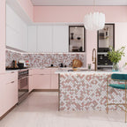 Norwegian Rose and Thassos Mini Scale Marble Mosaic Tile | Tile Club