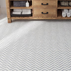 Gray and White marble chevron bathroom floor tile for slip-resistance