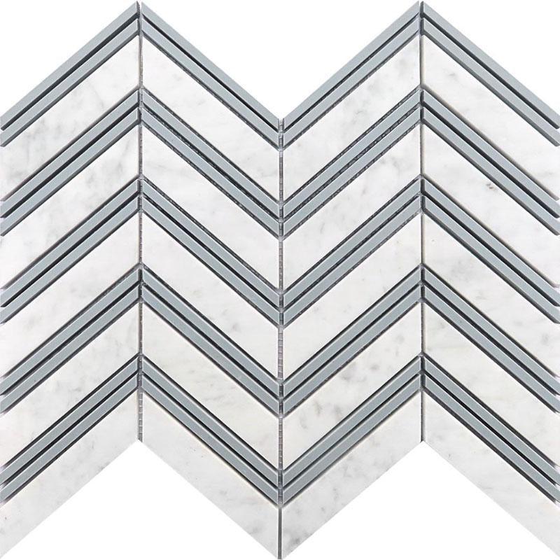 carrara marble chevron tile