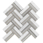 Nova Herringbone Beige Marble Tile Sample