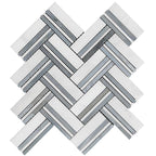 Nova Herringbone Blue Marble Tile Sample