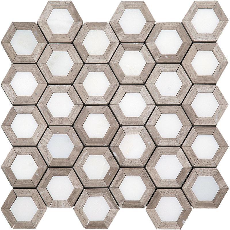 Nova Hex Wooden Beige Marble Tile Sample