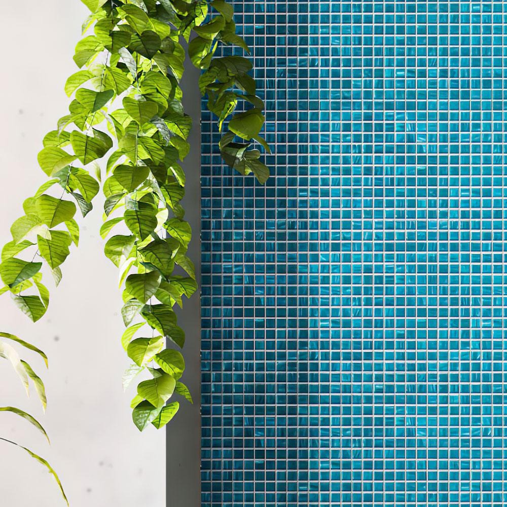 Ocean Blue Mixed Squares Glass Pool Tile | Tile Club