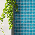 Ocean Blue Mixed Squares Glass Pool Tile | Tile Club