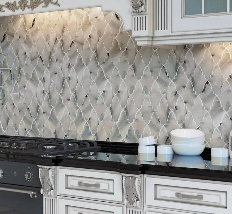 Sea Glass Louvre Amber Mosaic Tile | Tile Club