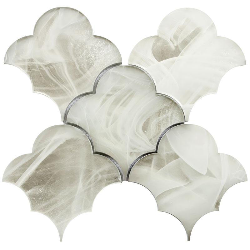 Sea Glass Cloud Platinum White Mosaic Tile Sample