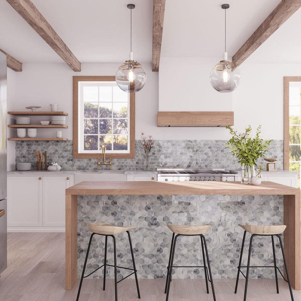 Sea Glass Hexagon Grey Mosaic Tile | Tile Club