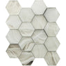Sea Glass Hexagon Platinum White Mosaic Tile