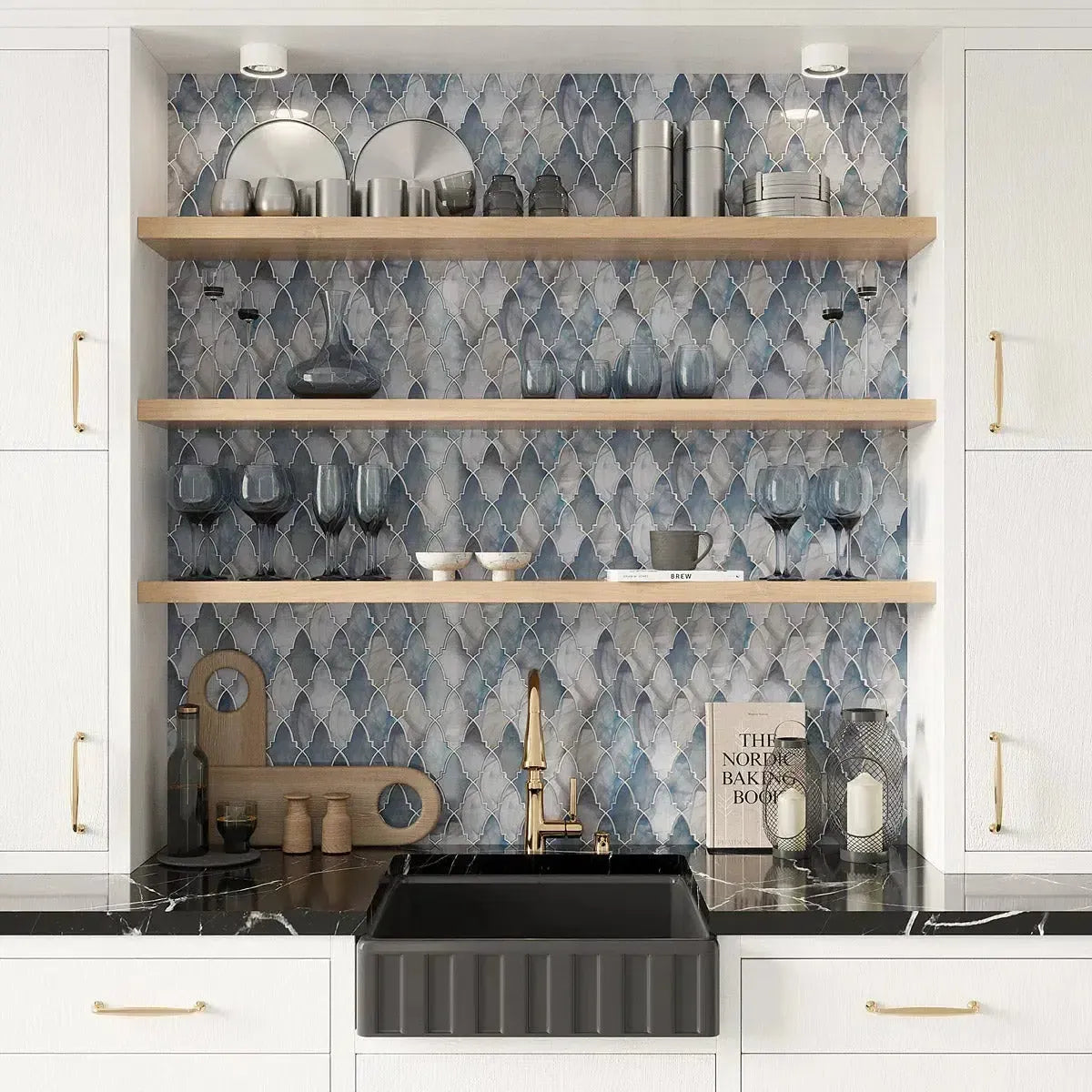 Sea Glass Louvre Blue Mosaic Tile | Tile Club