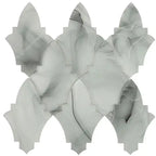8.9" x 9.8" Sea Glass Louvre Grey Mosaic Tile | Tile Club | Black Glass Mosaic Tile