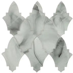 8.9" x 9.8" Sea Glass Louvre Grey Mosaic Tile | Tile Club | Black Glass Mosaic Tile