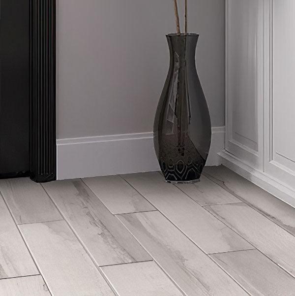 Olson Gris Wood Look Porcelain Tile Entryway Floor Close-up