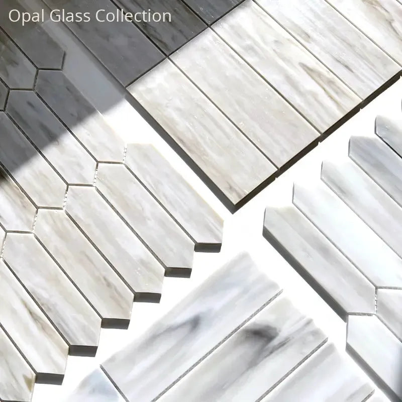 White Opal Picket Glass Mosaic | Tile Club