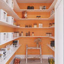 Orange penny round tile pantry wall