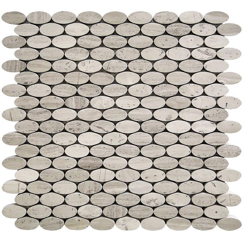 Tile Club | Oval Wooden Beige Marble Mosaic Tile