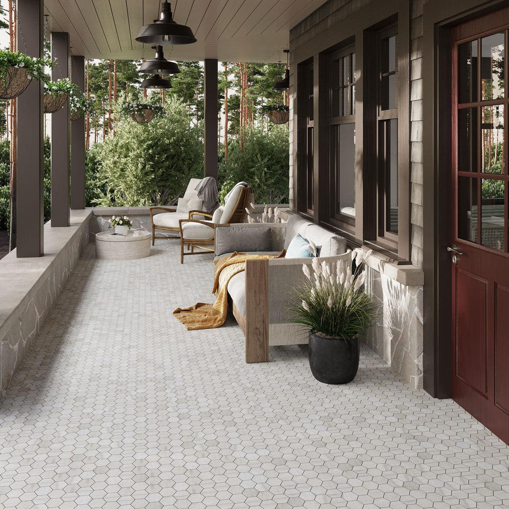 Painted Wood Hex White | Tile Club