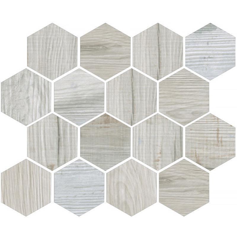Tile Club | PAINTED WOOD HEX WHITE Honed Gray Porcelain Tile position: 1