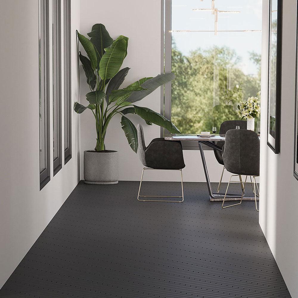 Dining Room with Palisades Black Picket Ceramic Floor