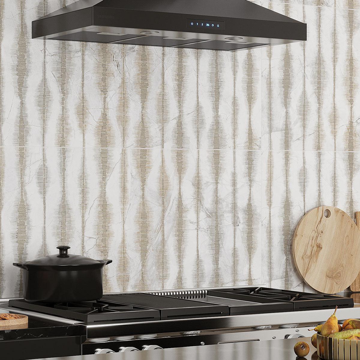 Panorama Birch Grove Porcelain Tile Backsplash 24x48