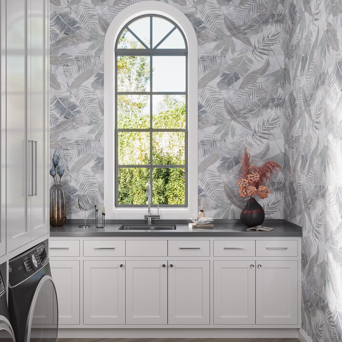 Panorama Botanical Ceramic Tile 16x48 Laundry Room