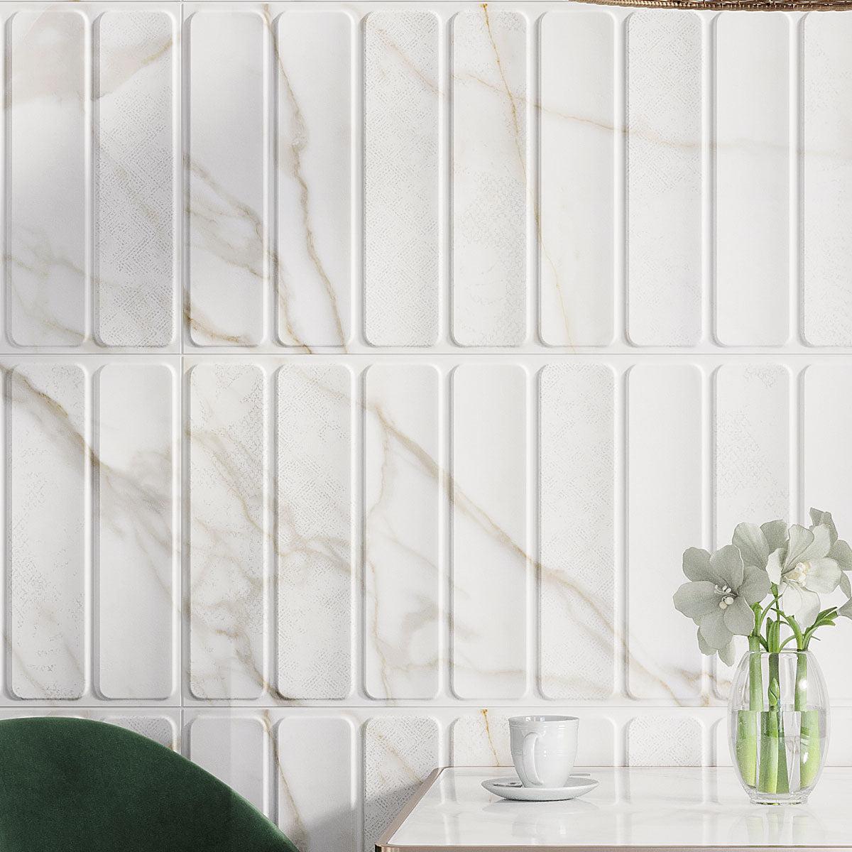 Panorama Gold Marbled Column Porcelain Tile 16x48