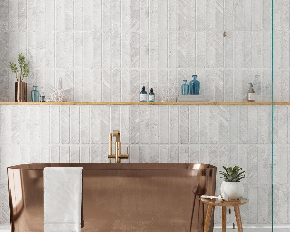 Panorama Gray Marbled Column Ceramic Tile 16x48 | Tile Club