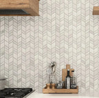 Panorama Gray Marbled Herringbone Mosaic | Tile Club