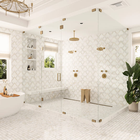Panorama White Marbled Peak Porcelain Tile 24x48 | Tile Club