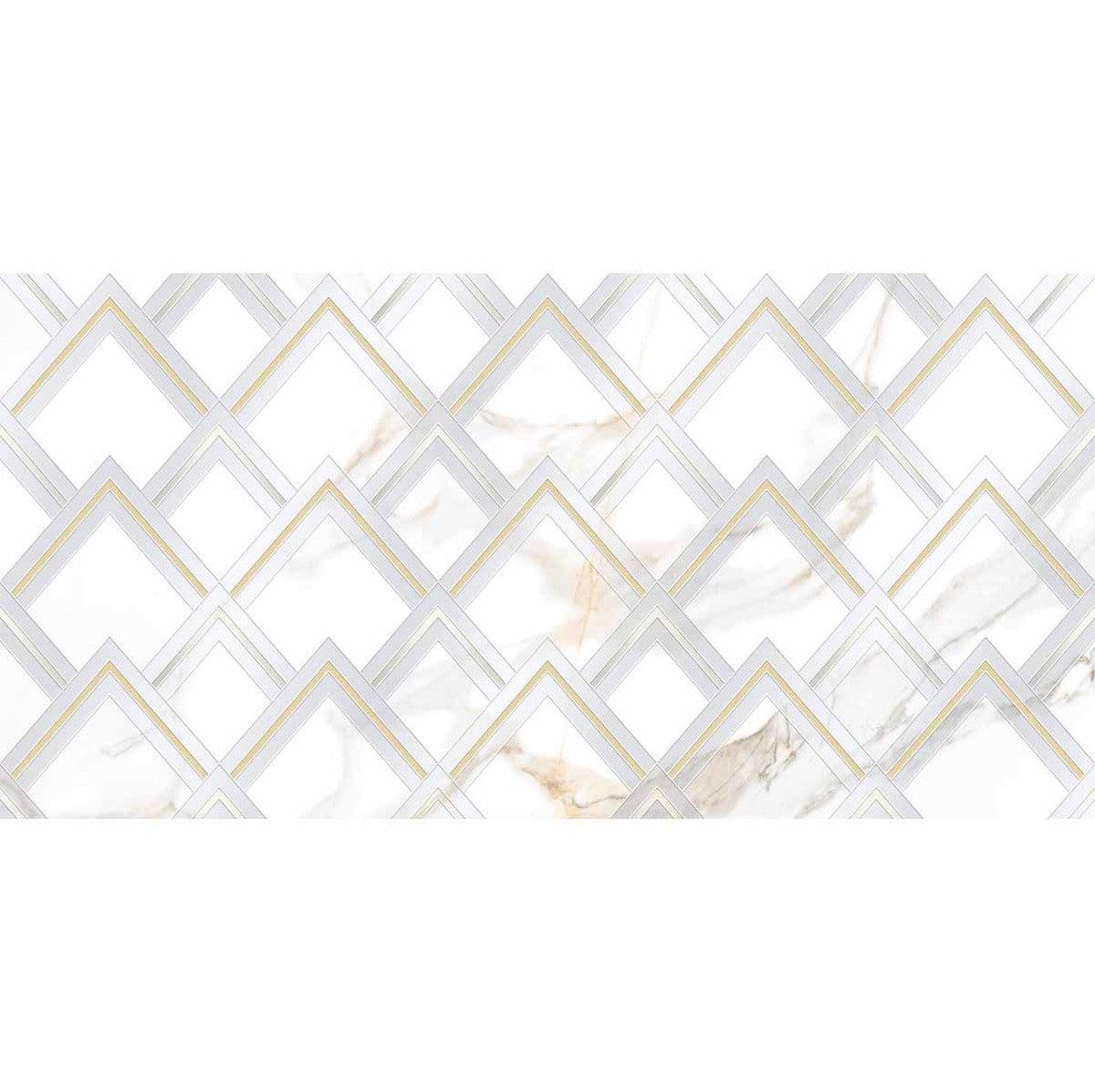 Panorama White Marbled Peak Porcelain Tile 24x48 Sample