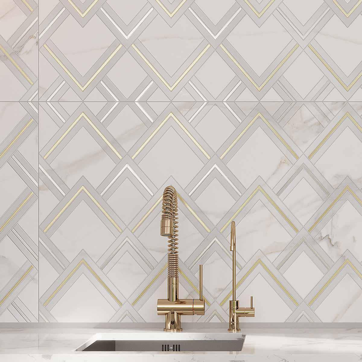 Panorama White Marbled Peak Porcelain Tile 24x48 | Tile Club