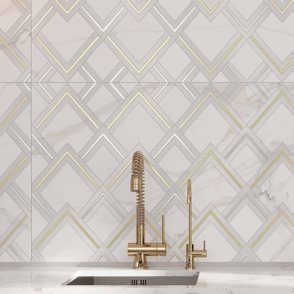 Panorama White Marbled Peak Porcelain Tile 24x48 | Tile Club