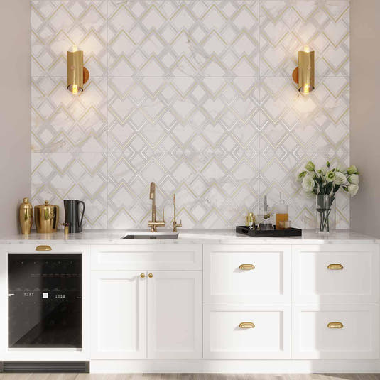Panorama White Marbled Peak Porcelain Tile 24x48 | Tile Club