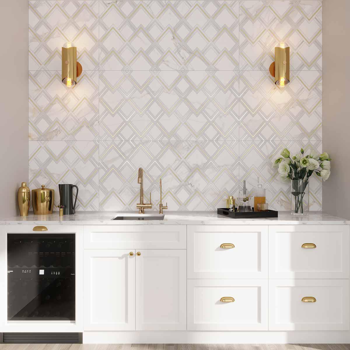 Panorama White Marbled Peak Porcelain Tile 24x48 | Tile Club