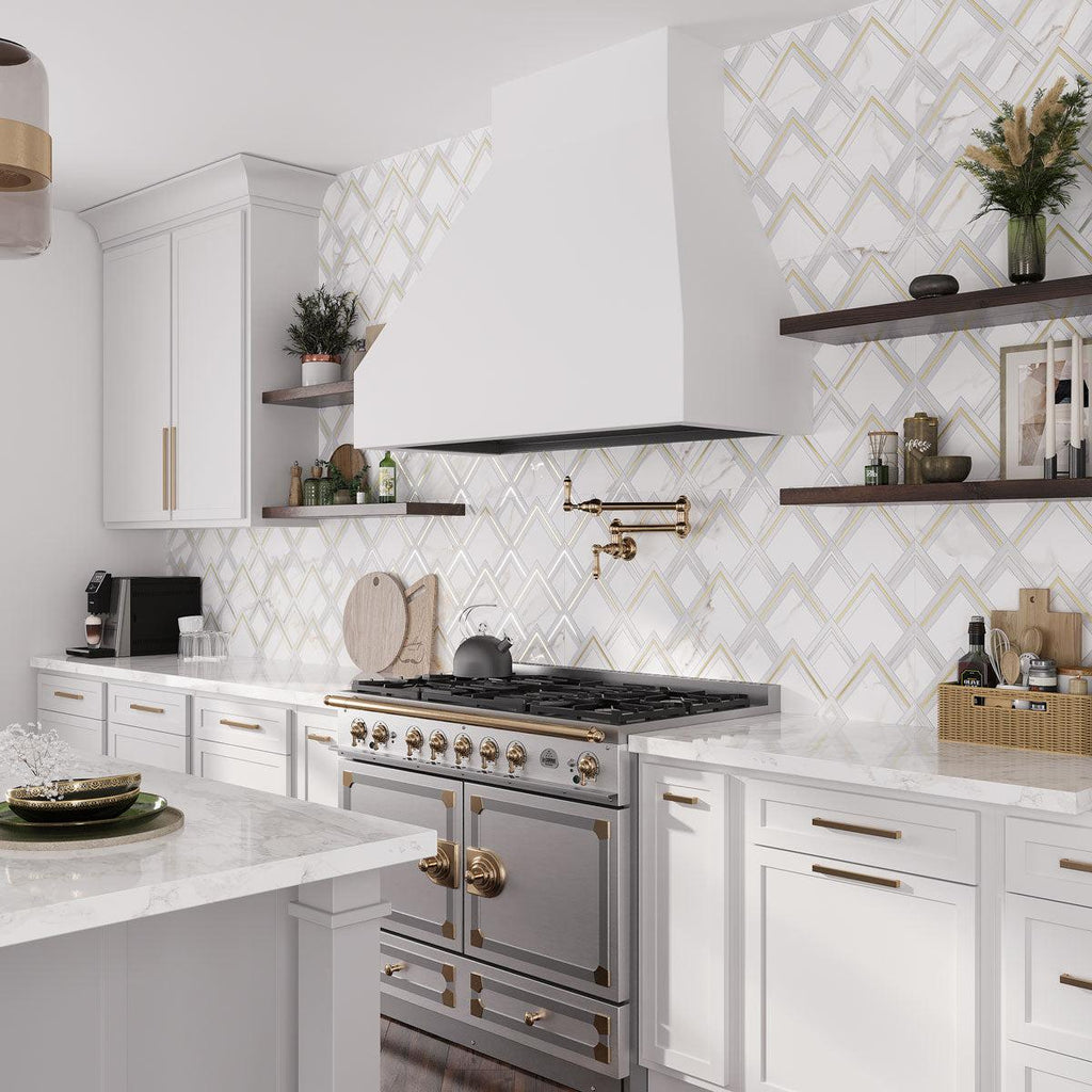 Panorama White Marbled Peak Porcelain Tile 24x48 | Tile Club