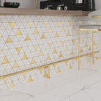 Panorama White Marbled Triangle Mosaic | Tile Club