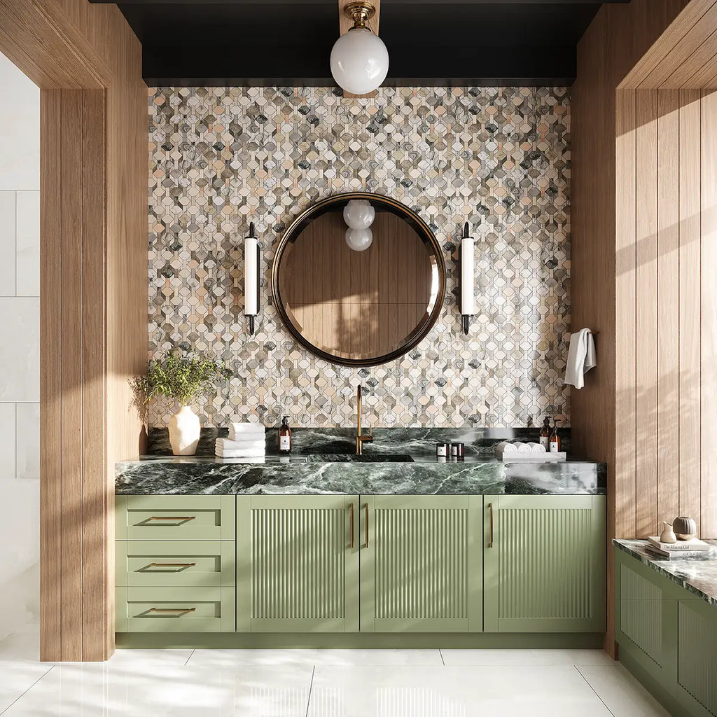 Pastello Diamond and Dash Marble Mosaic Tile | Tile Club