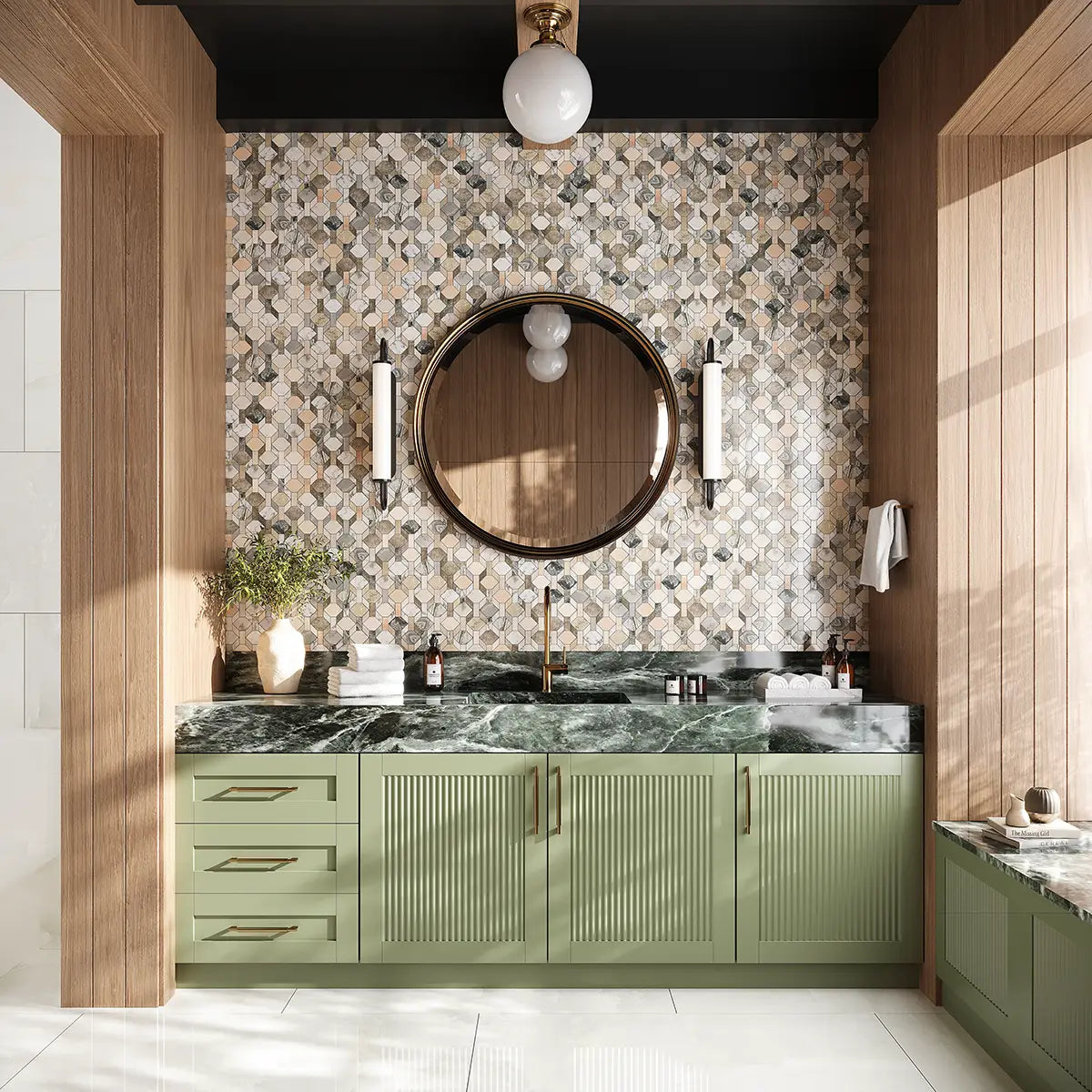 Pastello Diamond and Dash Marble Mosaic Tile | Tile Club