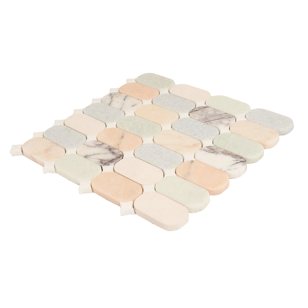 Pastello Multicolor Oval Marble Mosaic Tile