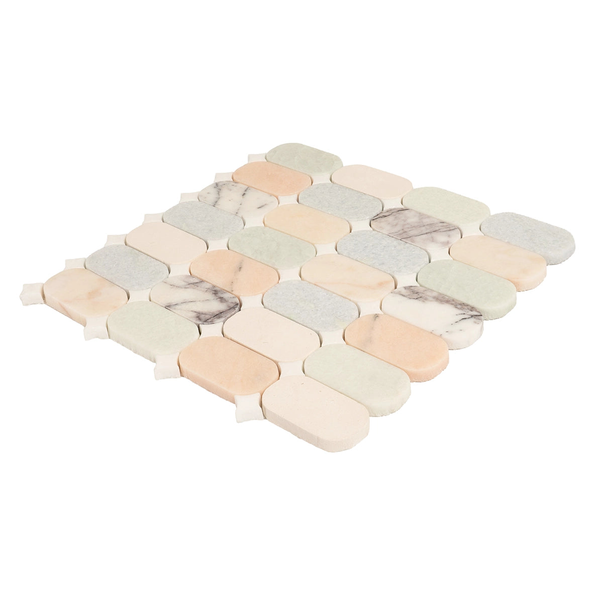 Pastello Multicolor Oval Marble Mosaic Tile