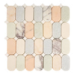 Pastello Multicolor Oval Marble Mosaic Tile