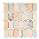 Pastello Multicolor Oval Marble Mosaic Tile