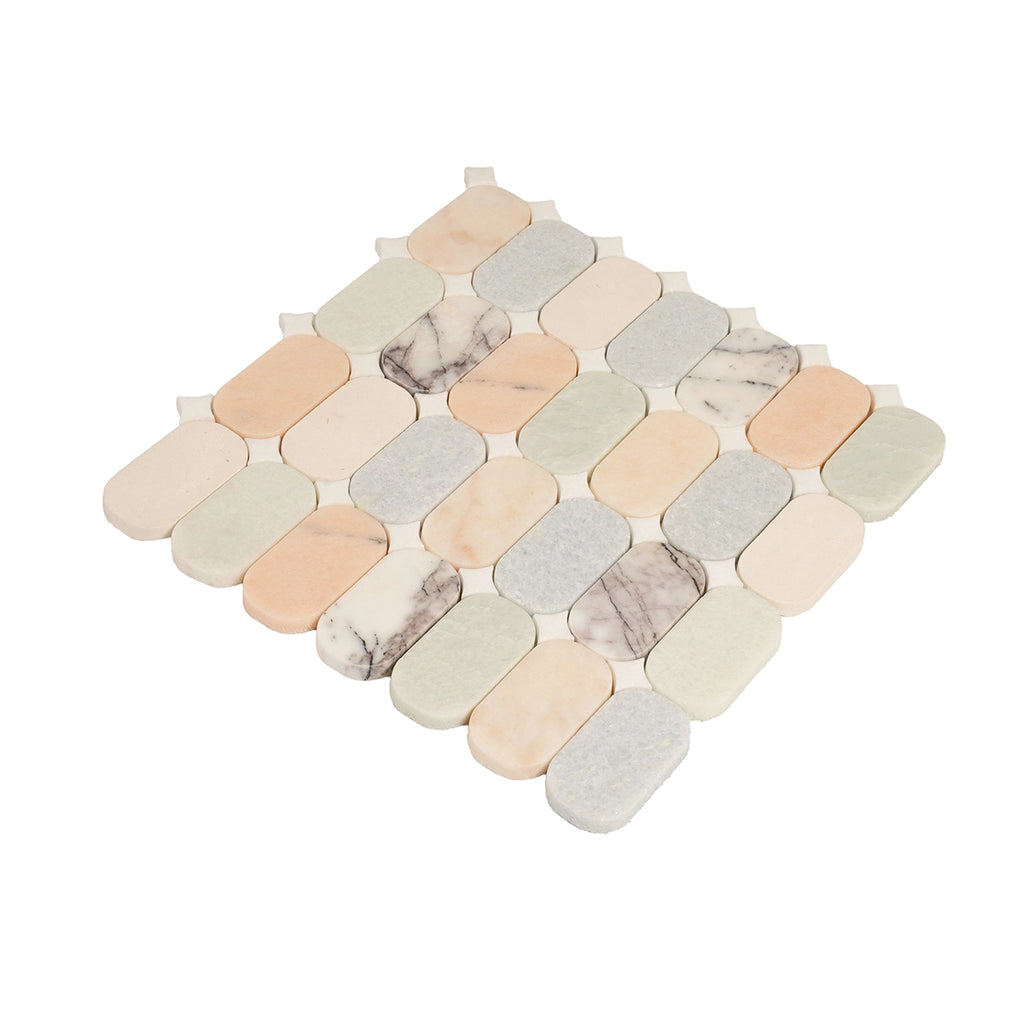 Pastello Multicolor Oval Marble Mosaic Tile
