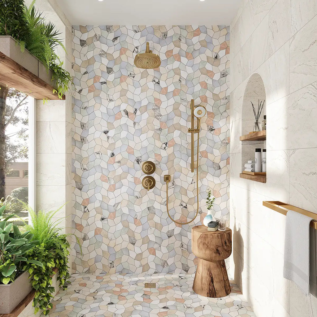 Pastello Polygon Marble Mosaic Tile | Tile Club