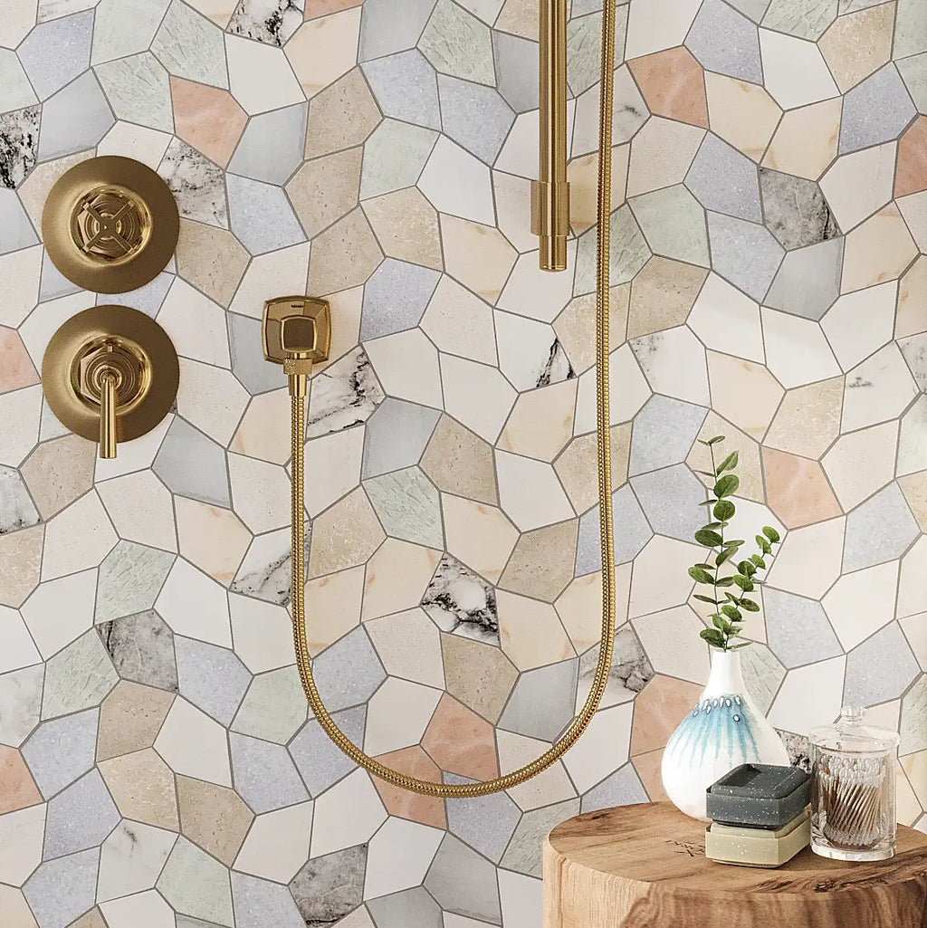 Pastello Polygon Marble Mosaic Tile | Tile Club
