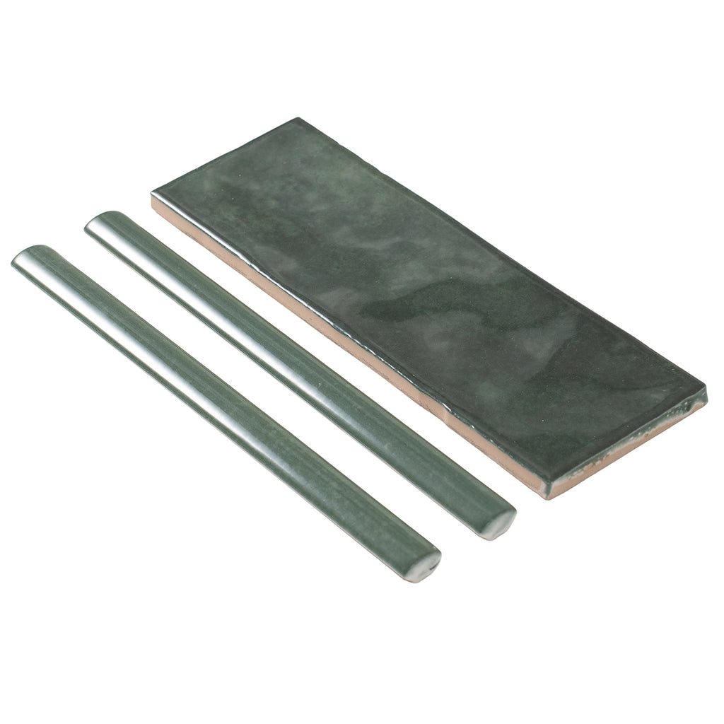Pavillon Green Ceramic Pencil Tile Trim | Tile Club