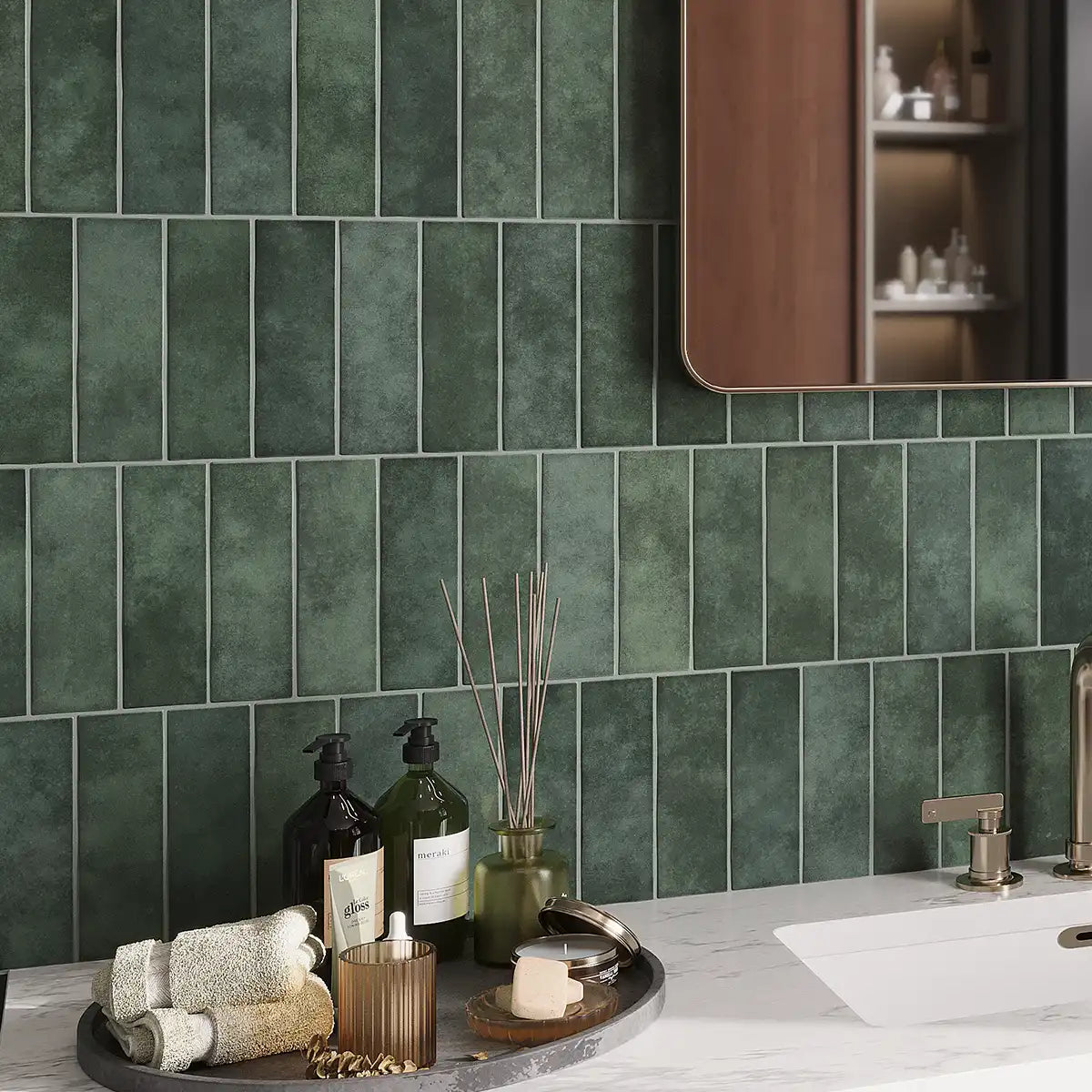 Pavillon Green Ceramic Subway Tile 2.7x8.5 | Tile Club