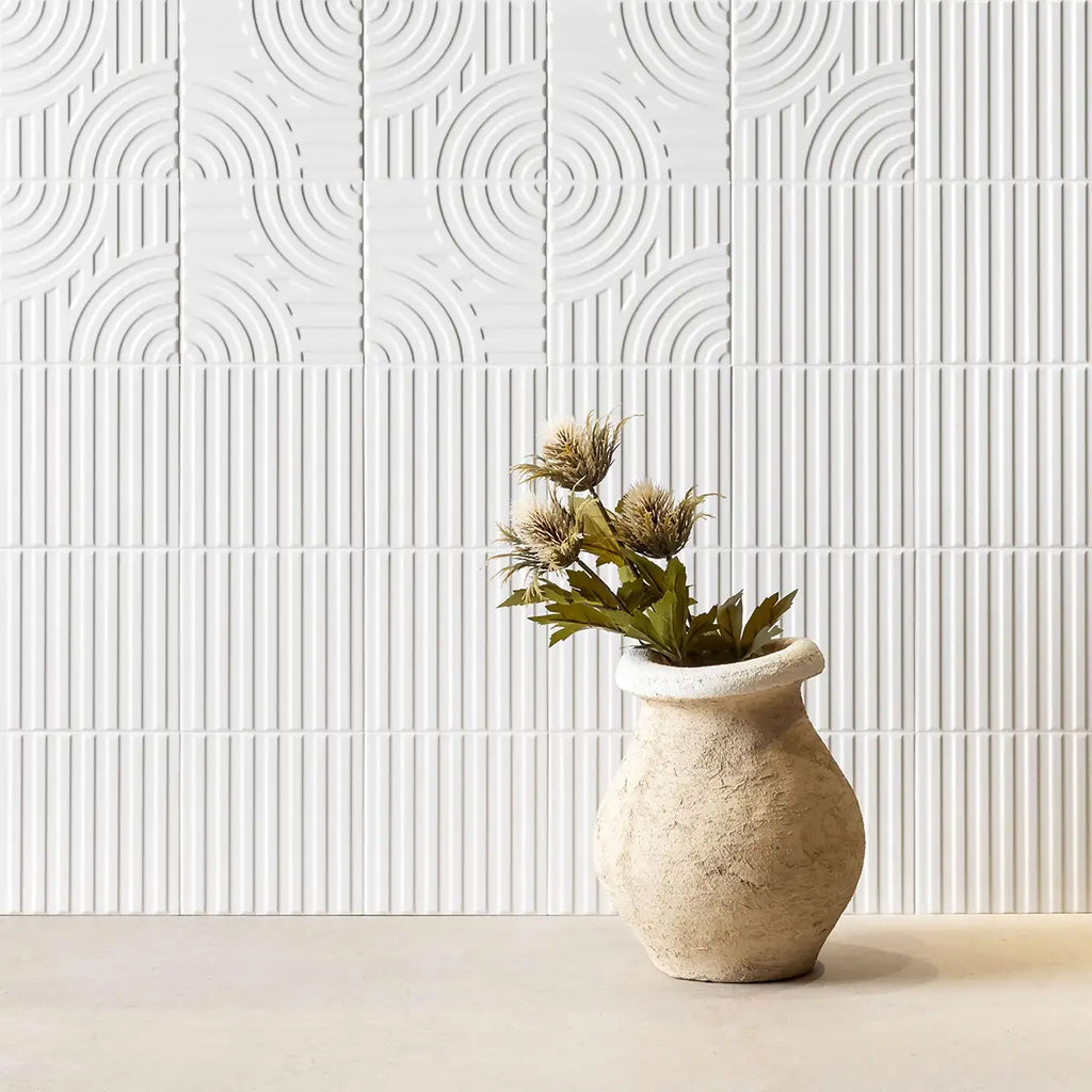 Paxton Line Off White Matte Ceramic Tile 6"x6" | Tile Club