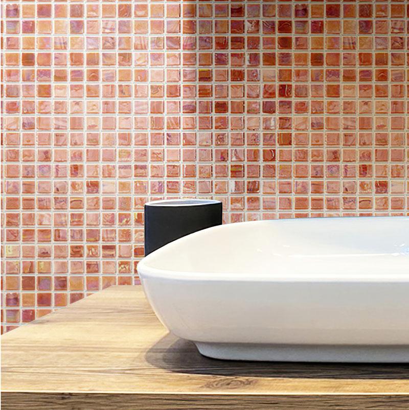 Peach Sunrise Glass Squares Tile | Tile Club